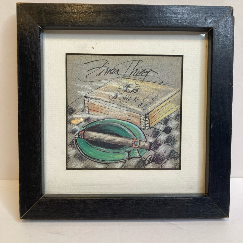 "Finer Things" Art Print Cigar Box Ashtray 7”x7” Framed Square Anne Ormsby